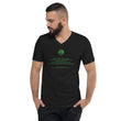 Binary Instructions To Keep Moving The World Forward With Venusian Earth In Green on Unisex Short Sleeve V-Neck T-Shirt