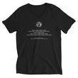 Binary Instructions To Keep Moving The World Forward With Vitruvian Earth In White on Unisex Short Sleeve V-Neck T-Shirt