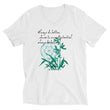 Always Better Haiku With Lilies on Unisex Short Sleeve V-Neck T-Shirt