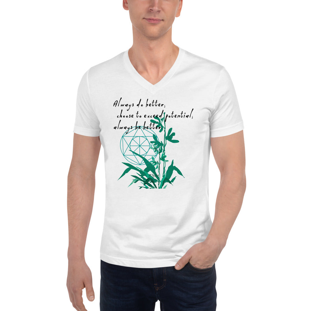 Always Better Haiku With Lilies on Unisex Short Sleeve V-Neck T-Shirt