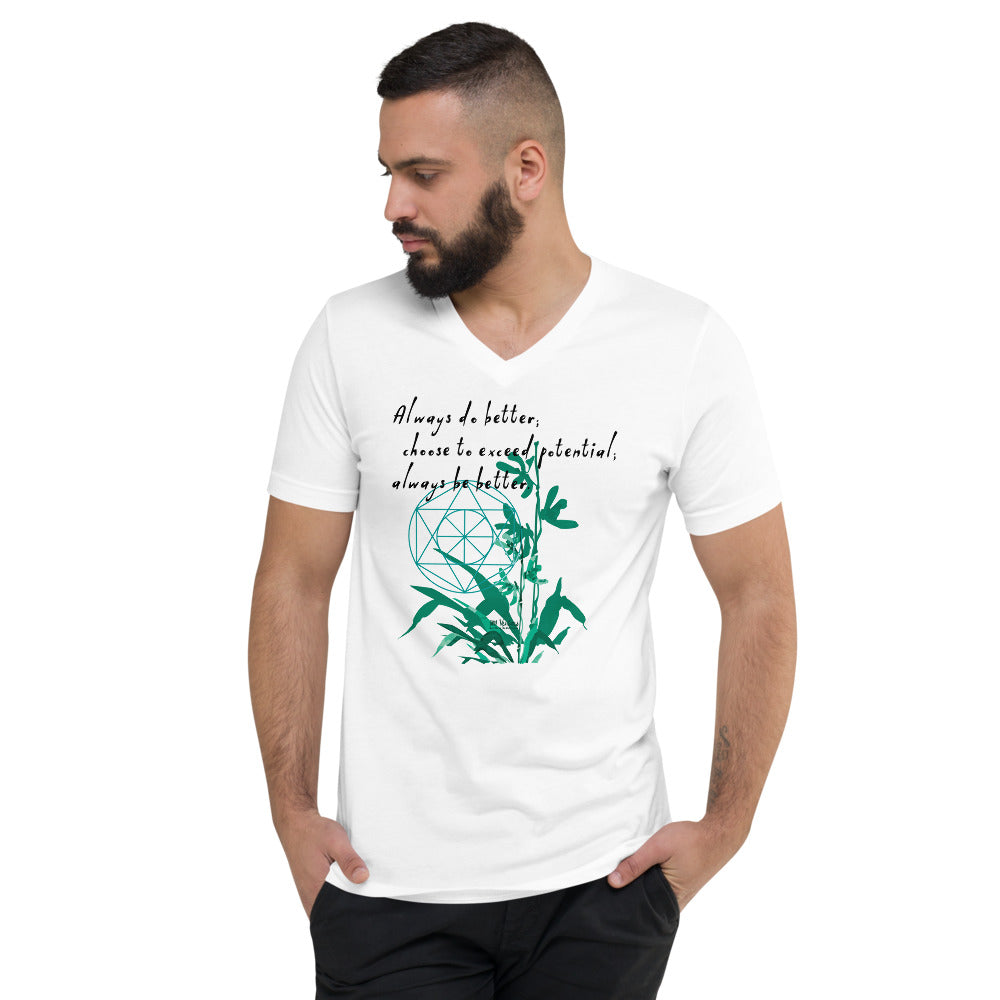 Always Better Haiku With Lilies on Unisex Short Sleeve V-Neck T-Shirt