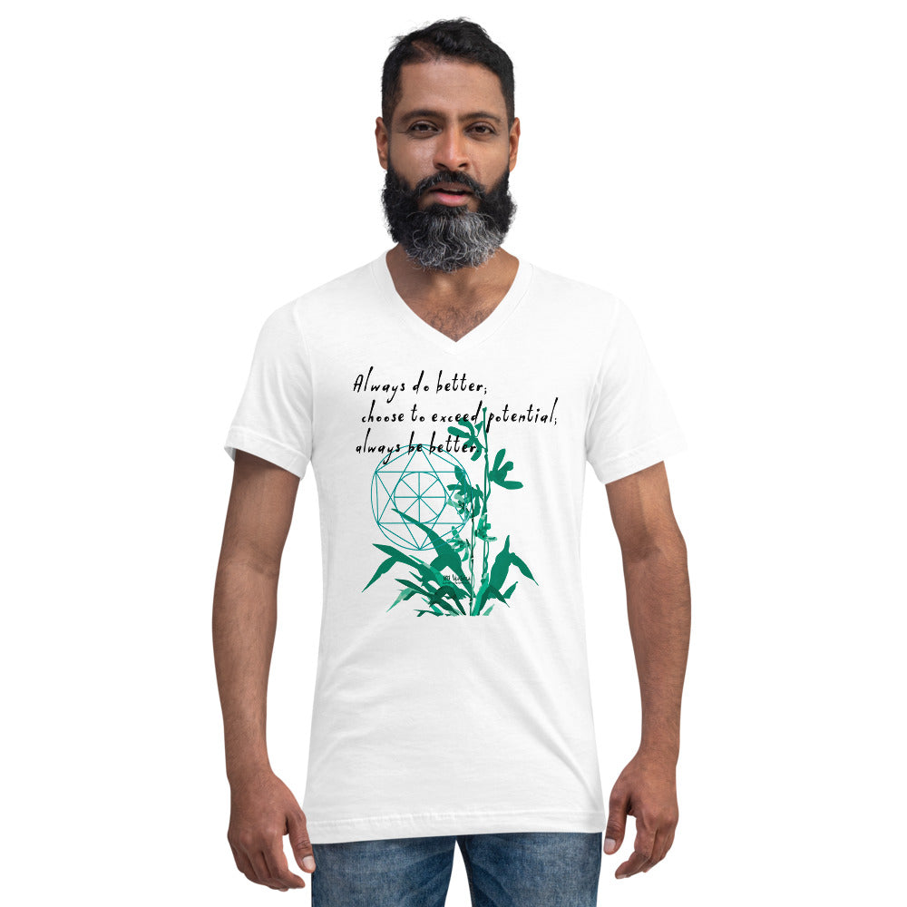 Always Better Haiku With Lilies on Unisex Short Sleeve V-Neck T-Shirt