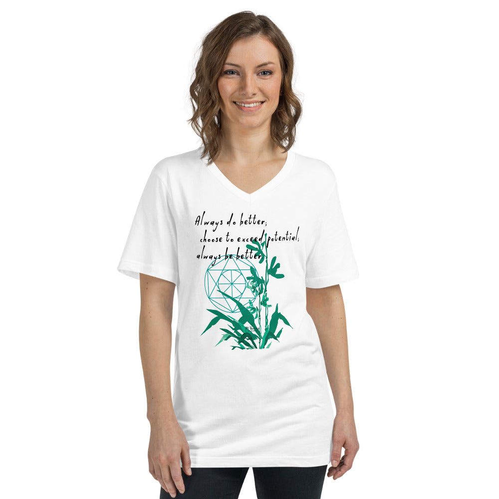 Always Better Haiku With Lilies on Unisex Short Sleeve V-Neck T-Shirt