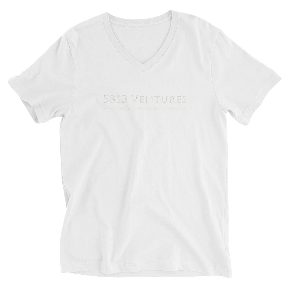 5813 Ventures Logo In Pearl on Unisex Short Sleeve V-Neck T-Shirt