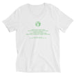 Binary Instructions To Keep Moving The World Forward With Vitruvian Earth In Green on Unisex Short Sleeve V-Neck T-Shirt