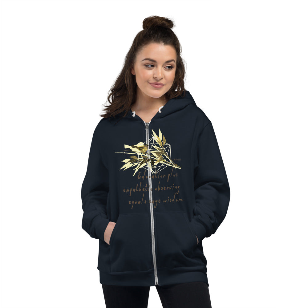 Sage Wisdom Haiku With Sparrow on Unisex Zip Hoodie