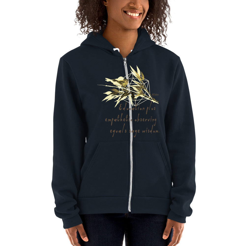 Sage Wisdom Haiku With Sparrow on Unisex Zip Hoodie