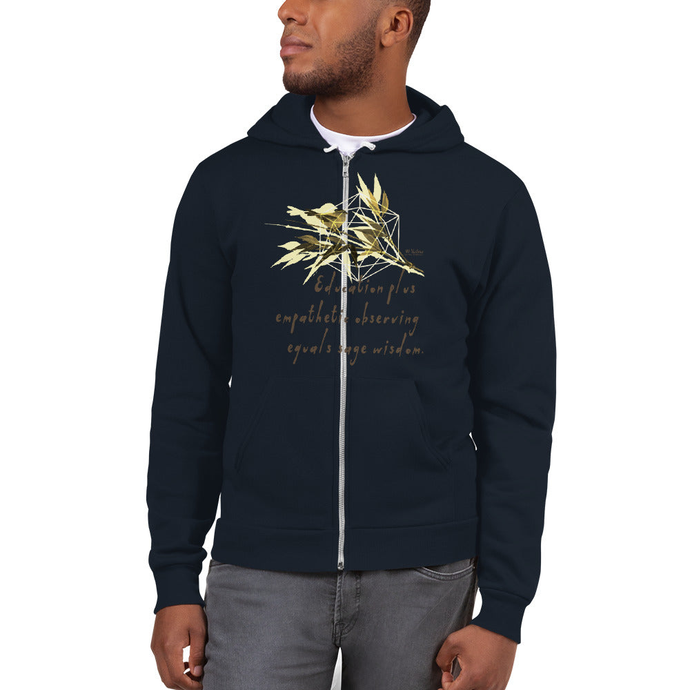 Sage Wisdom Haiku With Sparrow on Unisex Zip Hoodie