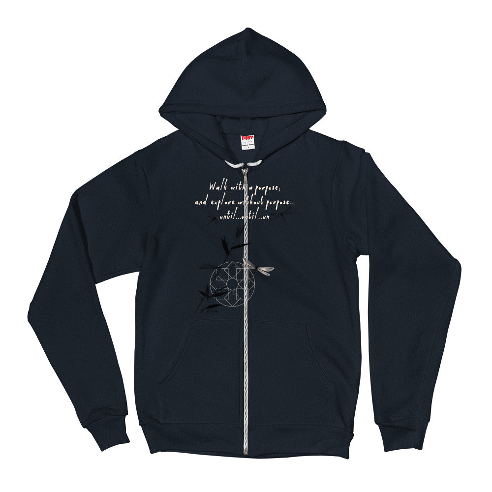 Walk With A Purpose Haiku With Dragonfly on Unisex Zip Hoodie