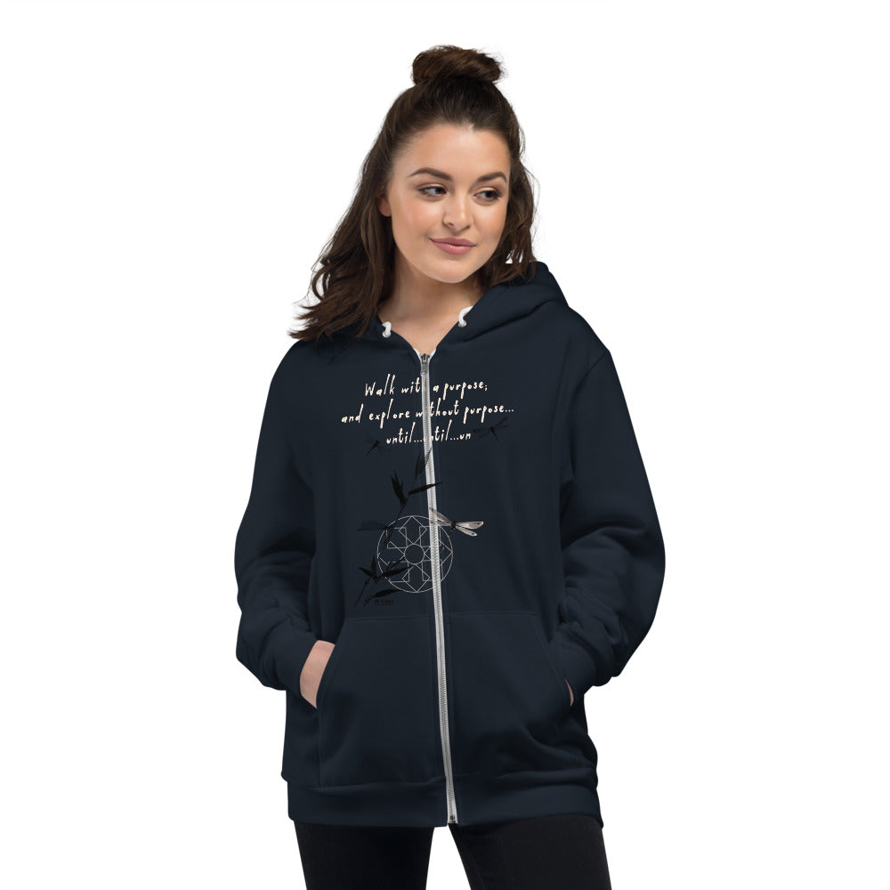 Walk With A Purpose Haiku With Dragonfly on Unisex Zip Hoodie