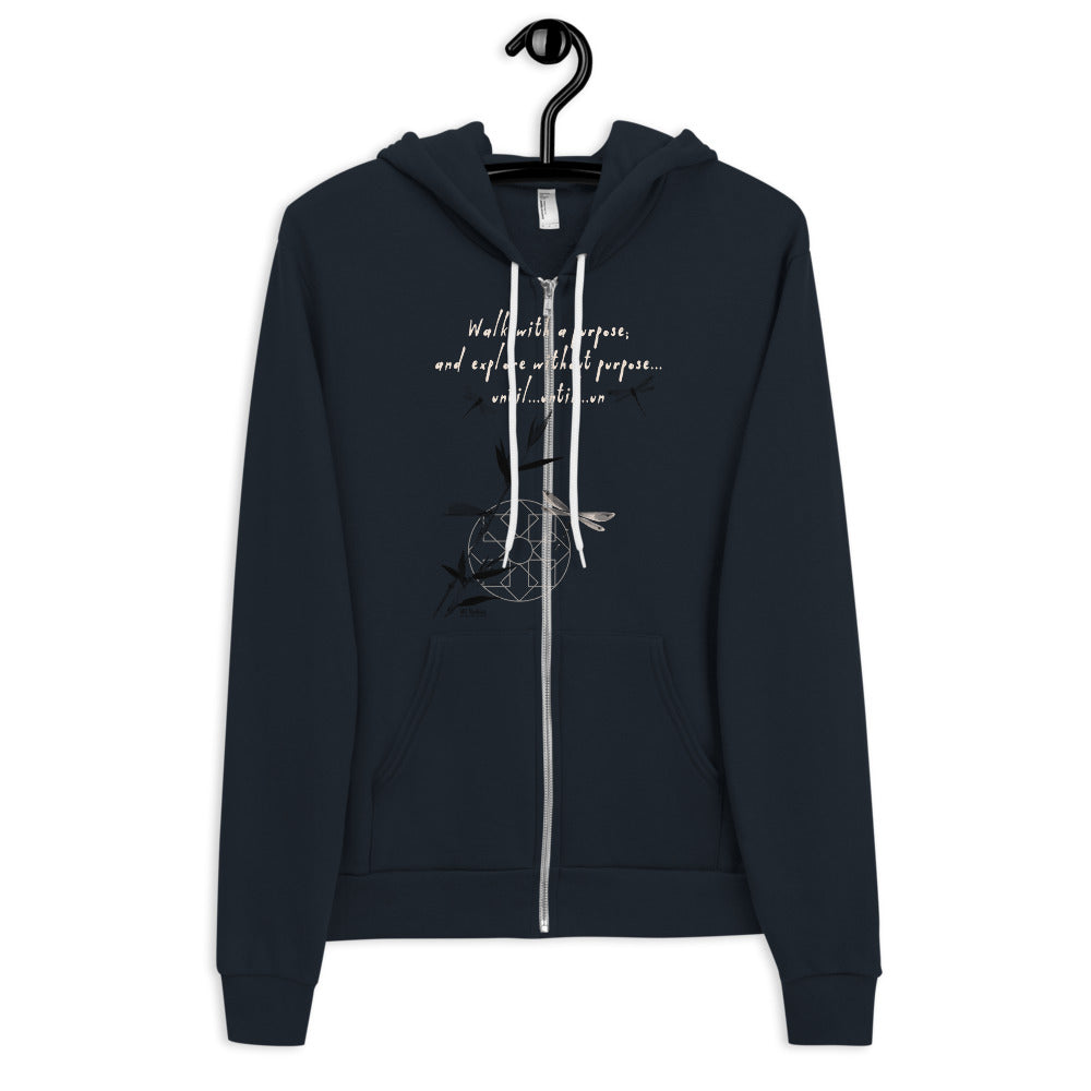 Walk With A Purpose Haiku With Dragonfly on Unisex Zip Hoodie