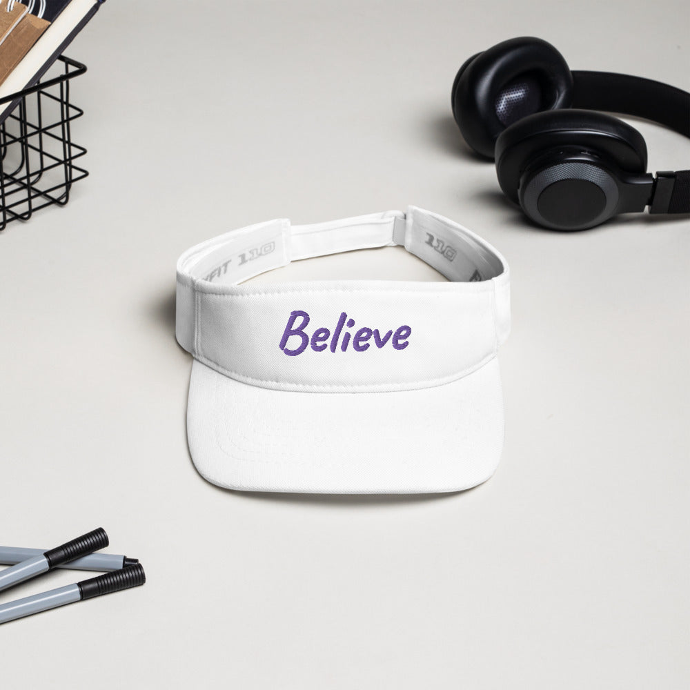 Believe In Amethyst Embroidery on Visor