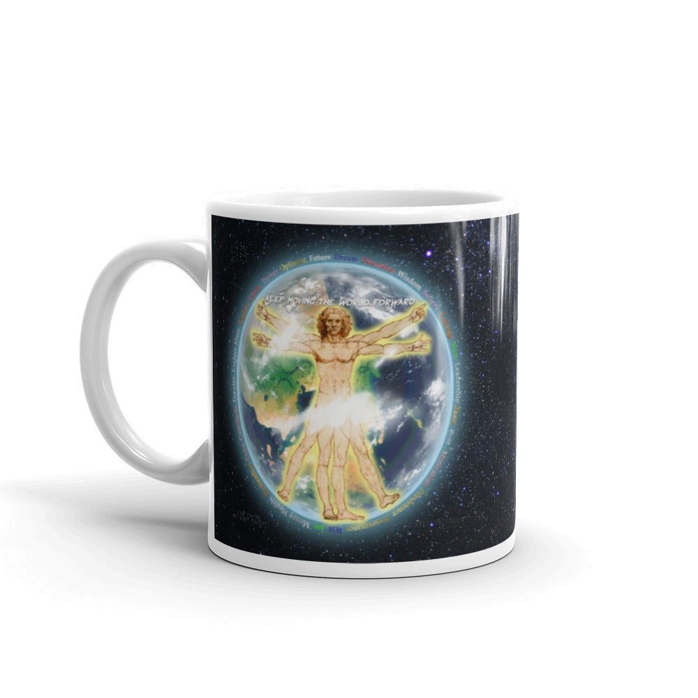 Vitruvian Earth on Glossy Ceramic Mug