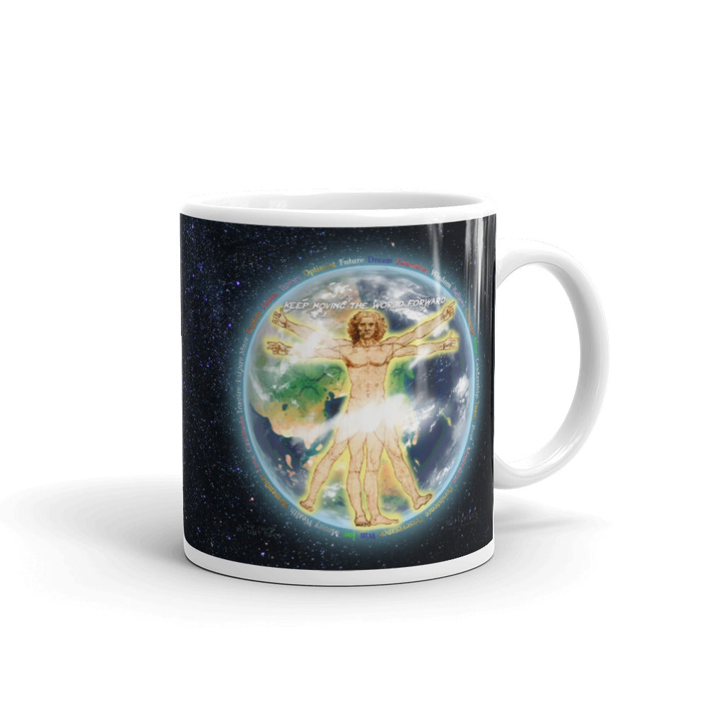 Vitruvian Earth on Glossy Ceramic Mug