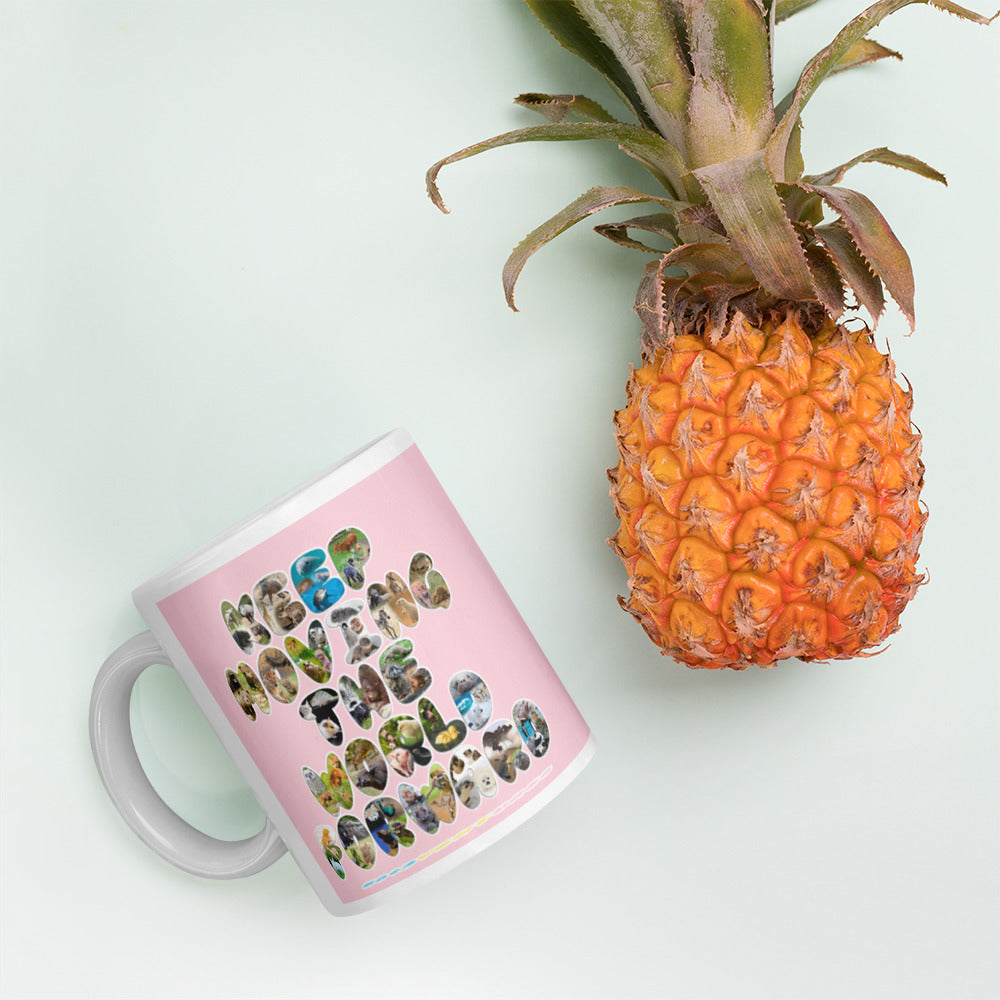 Baby Animals Keep Moving The World Forward In Pink on Glossy Ceramic Mug