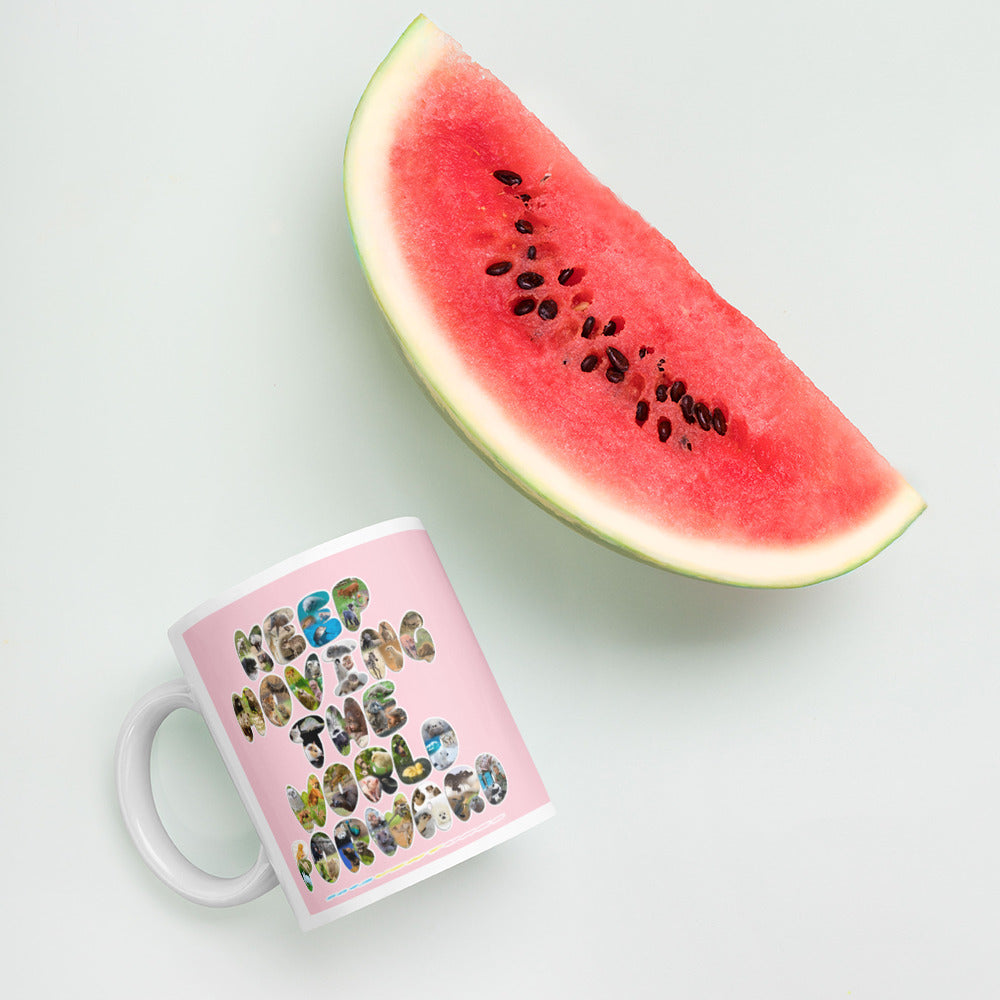 Baby Animals Keep Moving The World Forward In Pink on Glossy Ceramic Mug