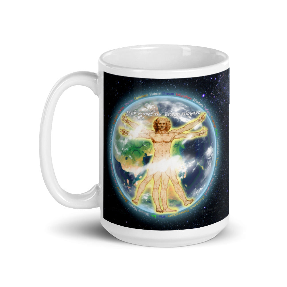 Vitruvian Earth on Glossy Ceramic Mug