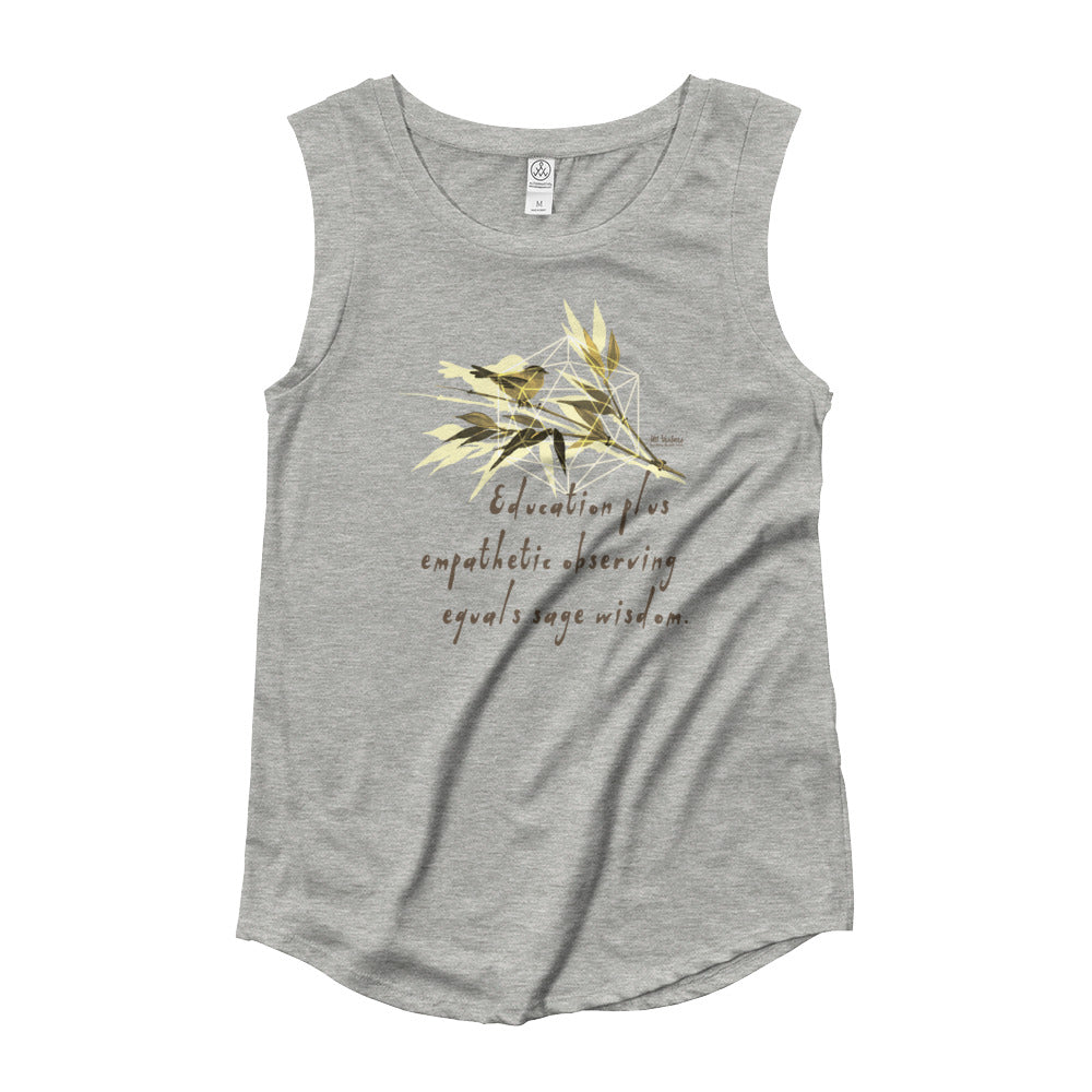 Sage Wisdom Haiku With Sparrow on Women's Cap Sleeve T-Shirt