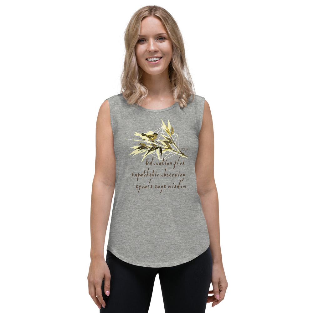 Sage Wisdom Haiku With Sparrow on Women's Cap Sleeve T-Shirt