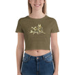 Sage Wisdom Haiku With Sparrow on Women's Crop Tee Shirt