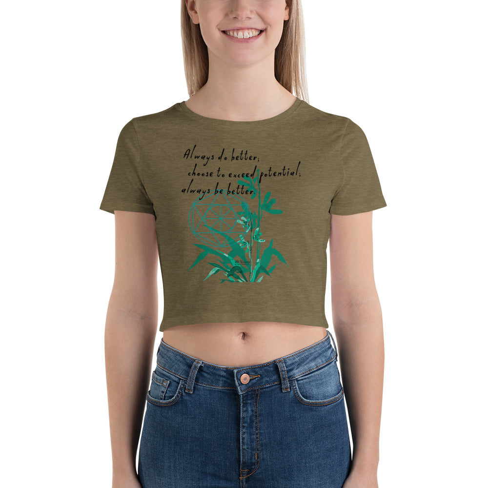 Always Better Haiku With Lilies on Women's Crop Tee Shirt