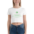 Binary Instructions To Keep Moving The World Forward With Venusian Earth In Green on Women's Crop Tee Shirt