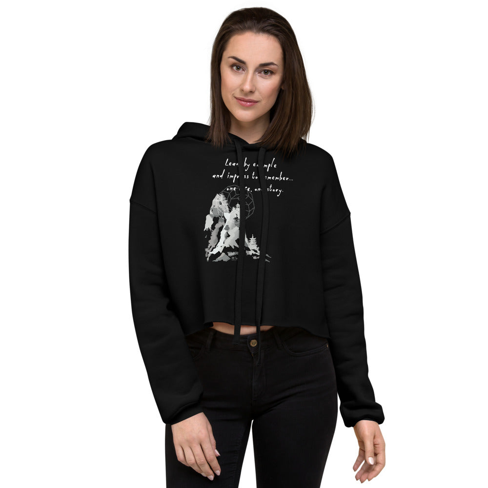 Lead By Example Haiku With Mountain Shrines on Women's Crop Hoodie