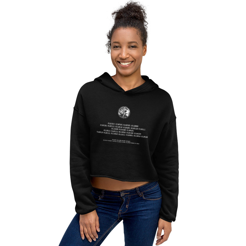 Binary Instructions To Keep Moving The World Forward With Venusian Earth In White on Women's Crop Hoodie