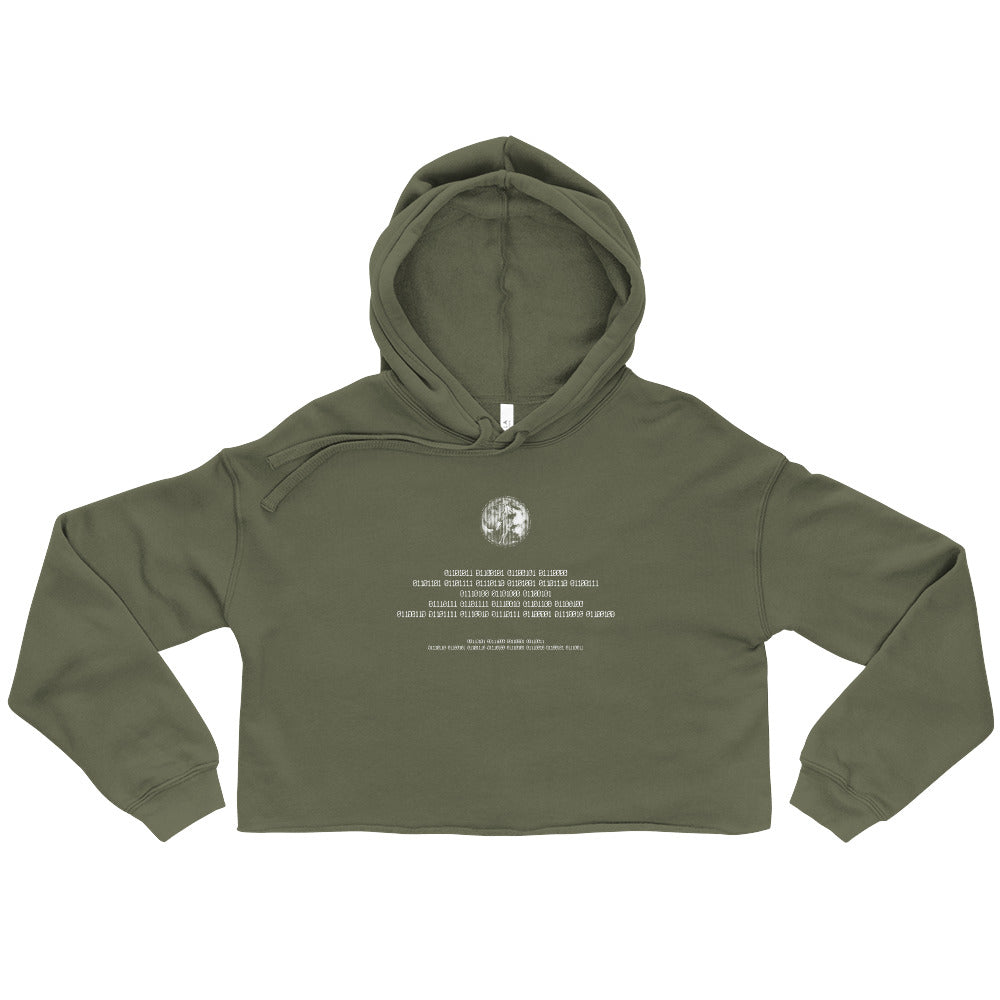 Binary Instructions To Keep Moving The World Forward With Venusian Earth In White on Women's Crop Hoodie