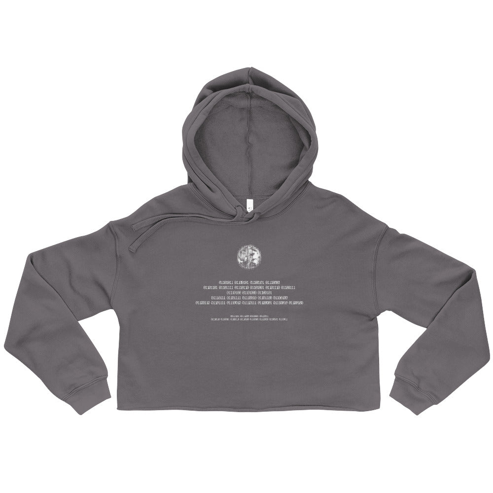 Binary Instructions To Keep Moving The World Forward With Venusian Earth In White on Women's Crop Hoodie