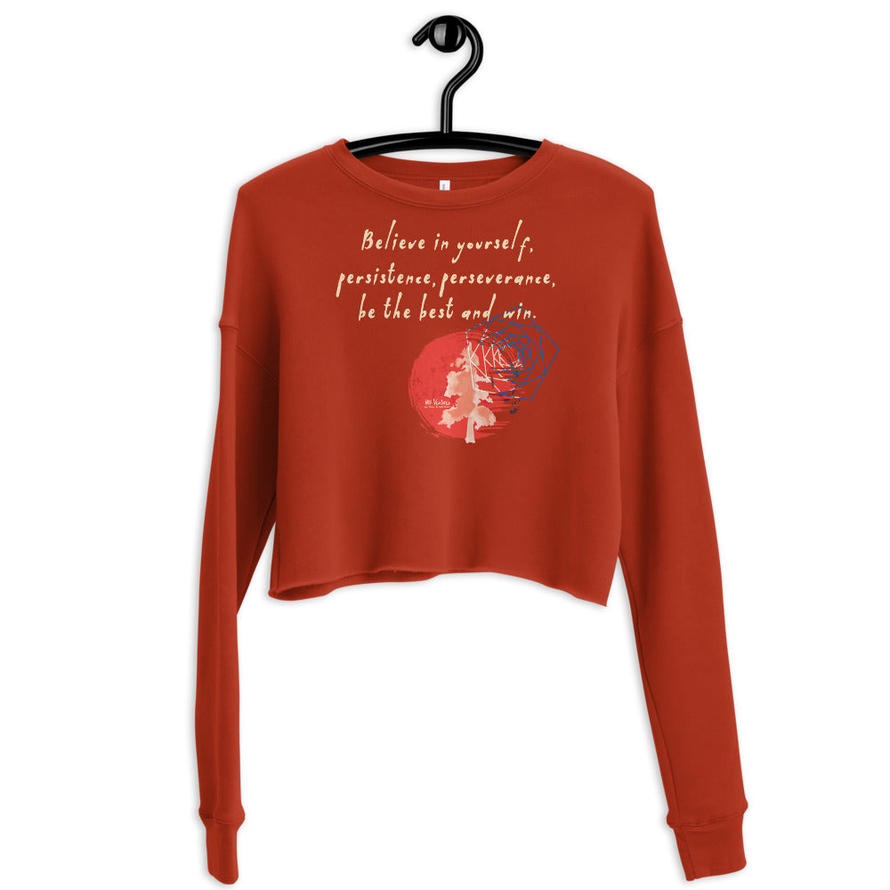 Believe To Win Haiku With Sun Tree on Women's Crop Sweatshirt