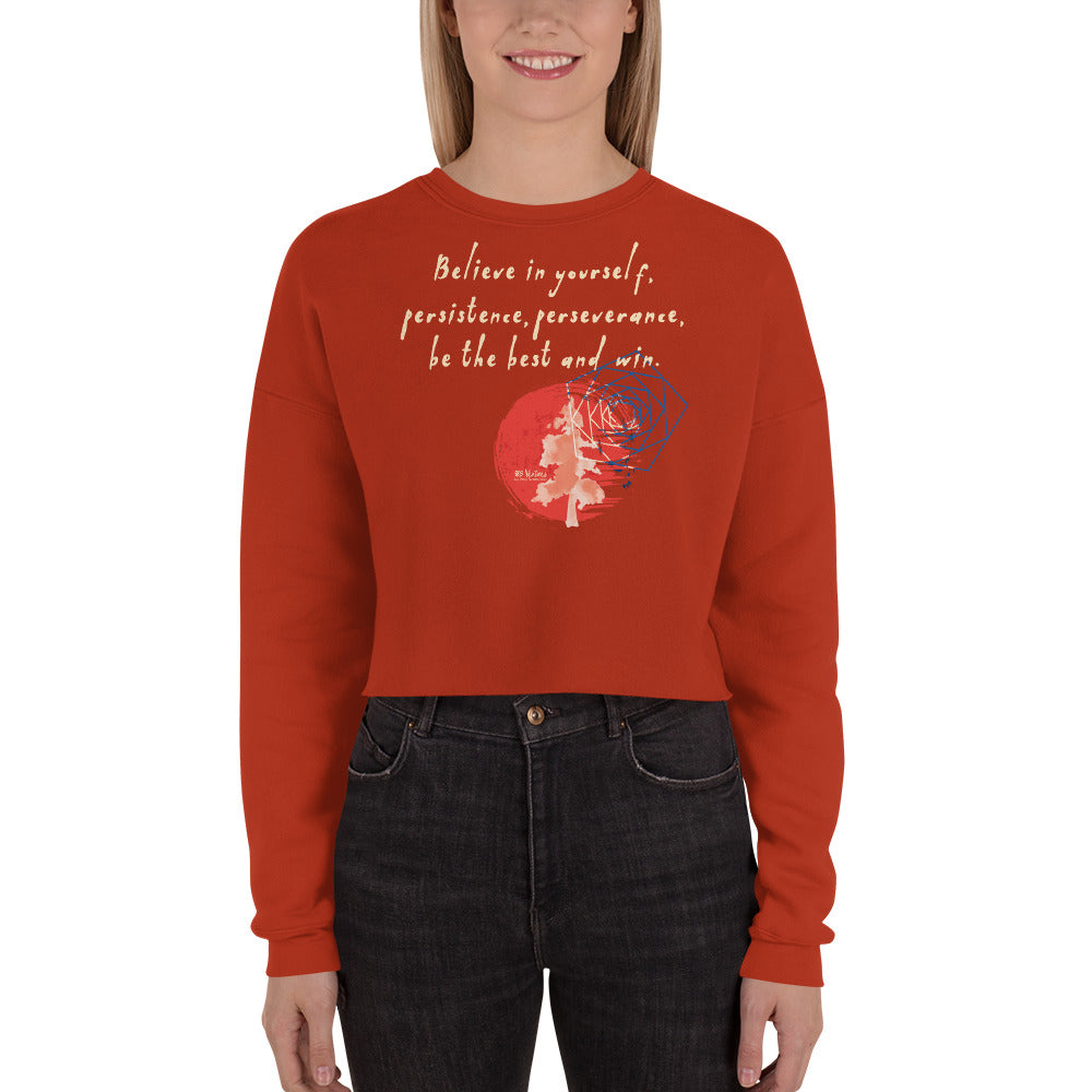 Believe To Win Haiku With Sun Tree on Women's Crop Sweatshirt