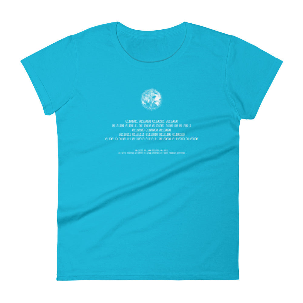 Binary Instructions To Keep Moving The World Forward With Venusian Earth In White on Women's Fashion Fit T-Shirt