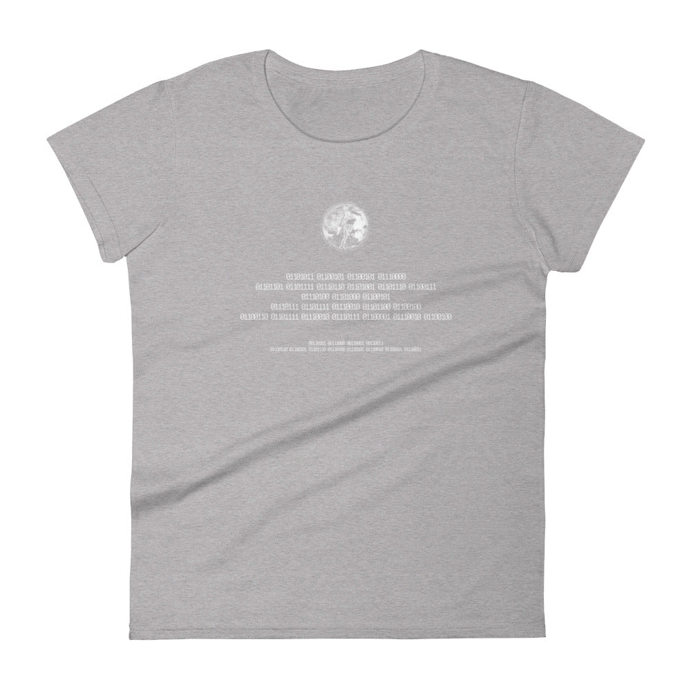 Binary Instructions To Keep Moving The World Forward With Venusian Earth In White on Women's Fashion Fit T-Shirt