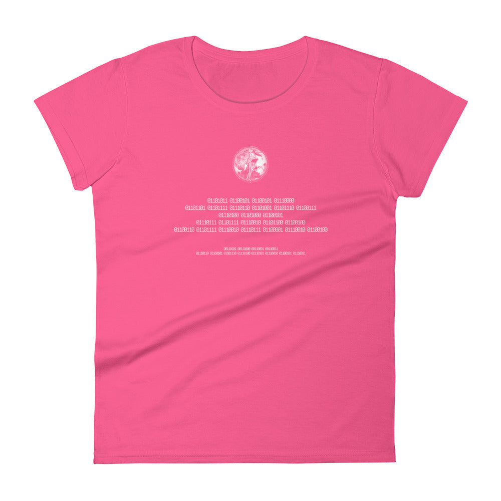 Binary Instructions To Keep Moving The World Forward With Venusian Earth In White on Women's Fashion Fit T-Shirt