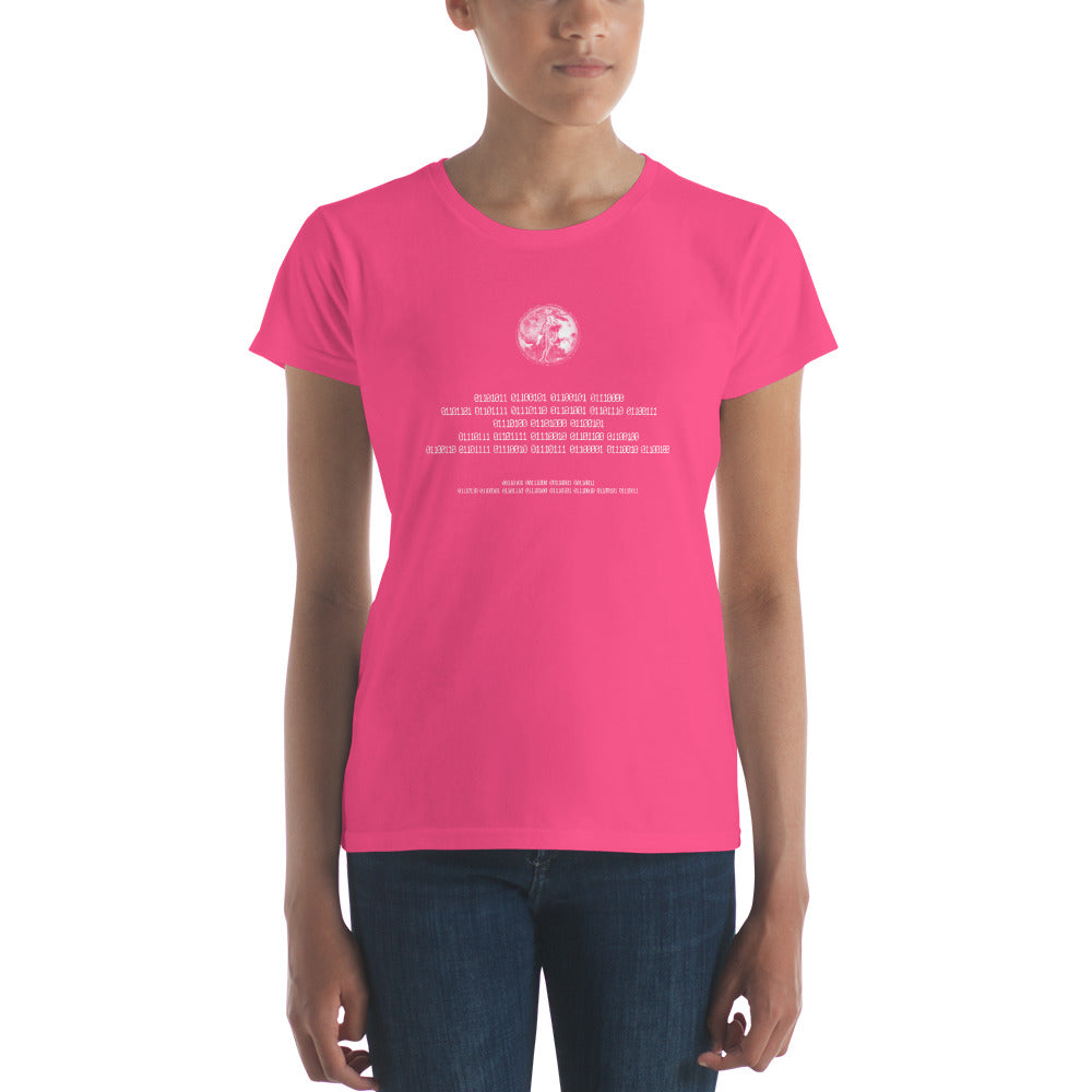 Binary Instructions To Keep Moving The World Forward With Venusian Earth In White on Women's Fashion Fit T-Shirt