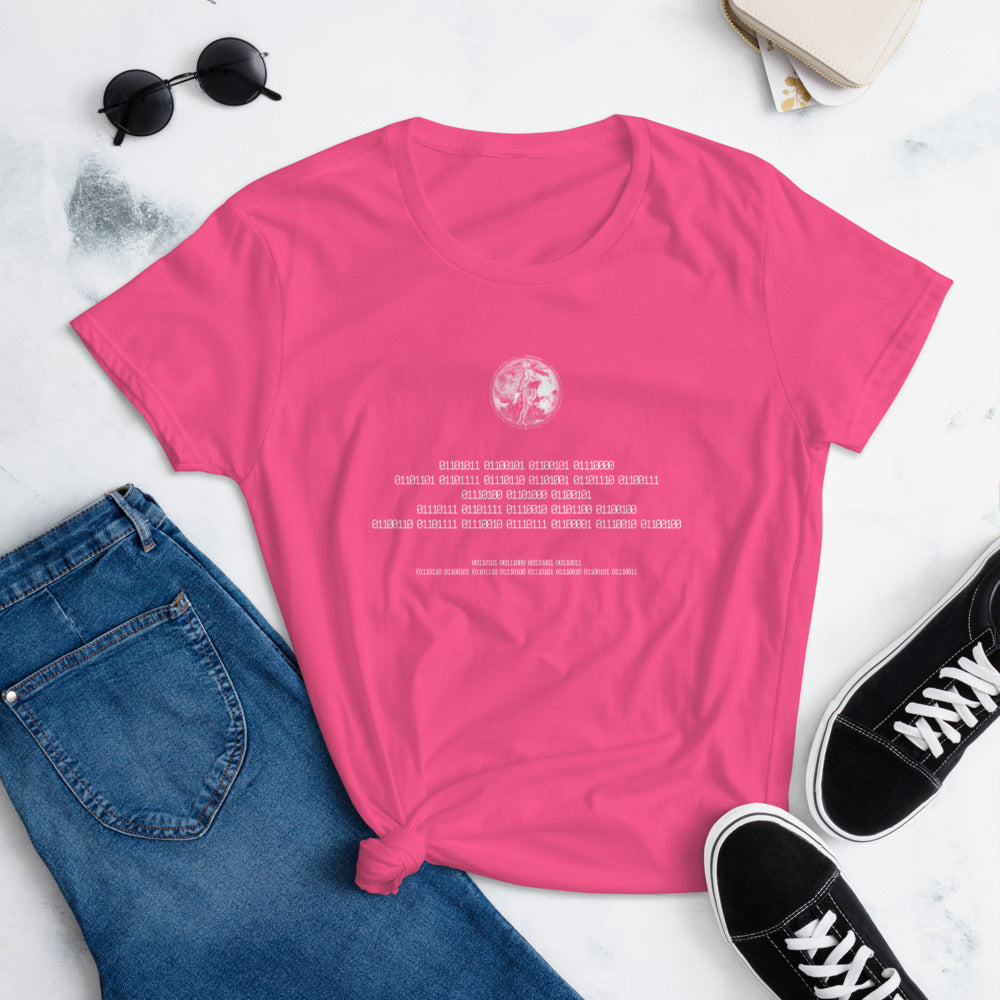 Binary Instructions To Keep Moving The World Forward With Venusian Earth In White on Women's Fashion Fit T-Shirt