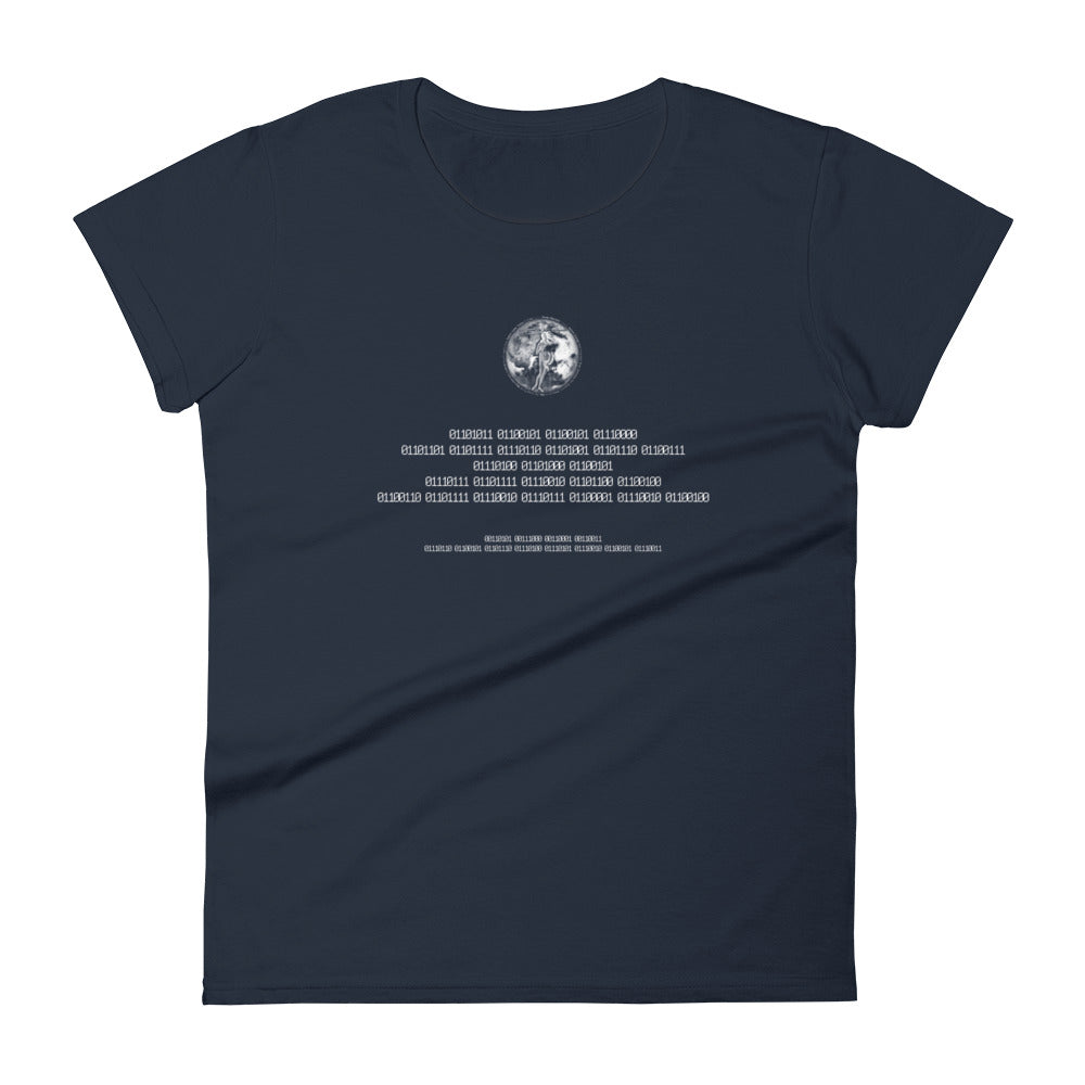 Binary Instructions To Keep Moving The World Forward With Venusian Earth In White on Women's Fashion Fit T-Shirt