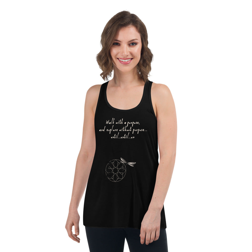 Walk With A Purpose Haiku With Dragonfly on Women's Flowy Racerback Tank Top