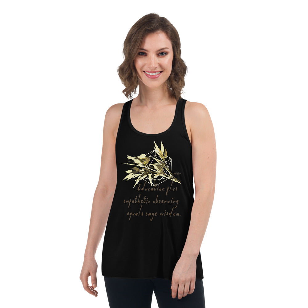 Sage Wisdom Haiku With Sparrow on Women's Flowy Racerback Tank Top