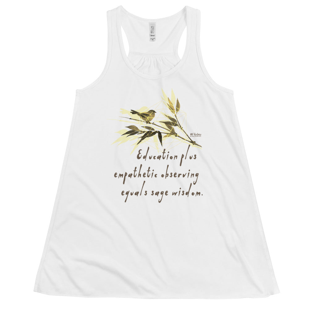 Sage Wisdom Haiku With Sparrow on Women's Flowy Racerback Tank Top