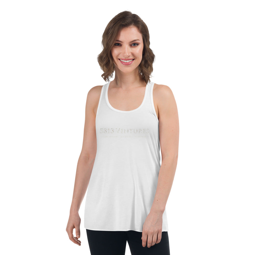 5813 Ventures Logo In Pearl on Women's Flowy Racerback Tank Top