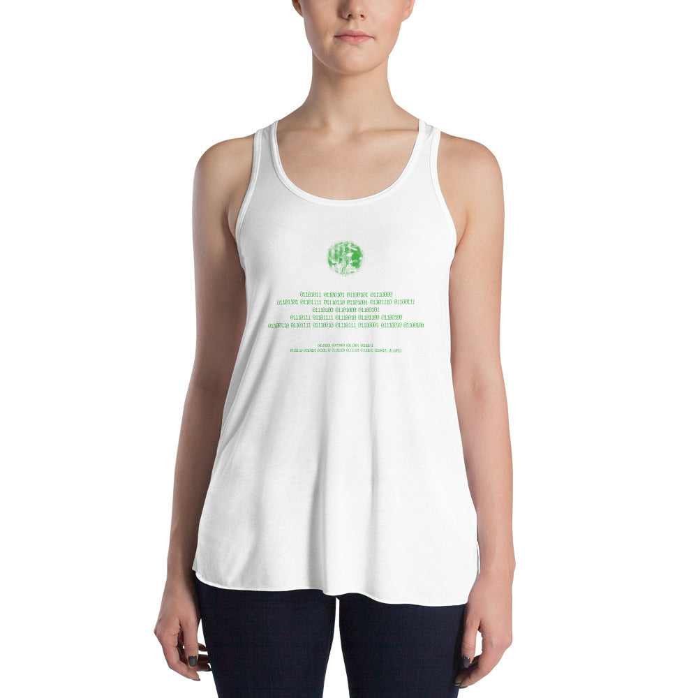 Binary Instructions To Keep Moving The World Forward With Venusian Earth In Green on Women's Flowy Racerback Tank Top