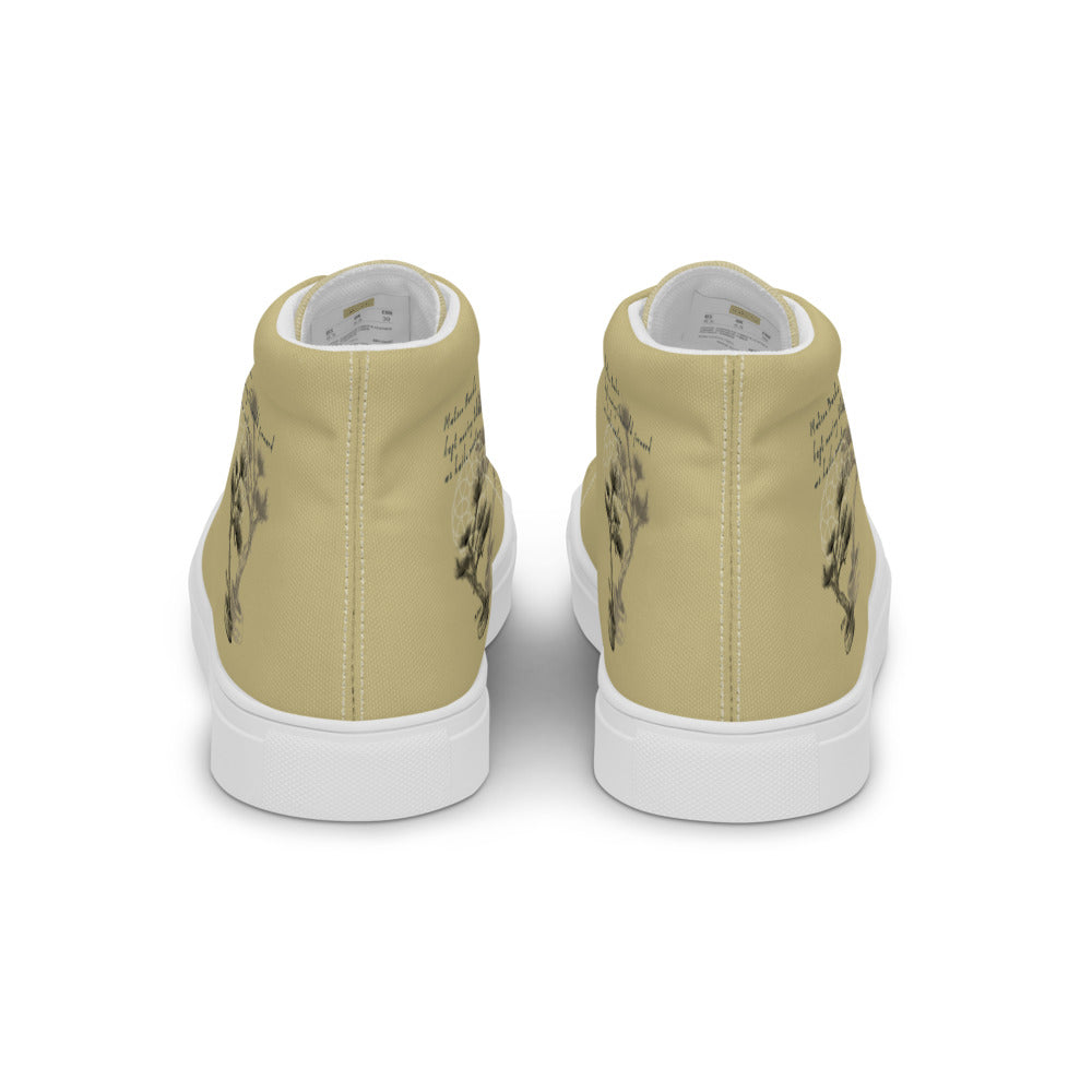 Matsuo Basho Haiku With Bonsai on Women's High Top Canvas Shoes