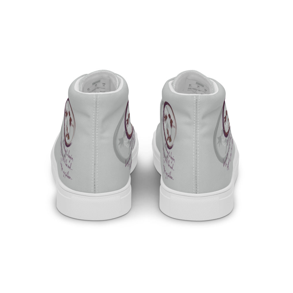 Courage To Begin Haiku With Fish on Women's High Top Canvas Shoes