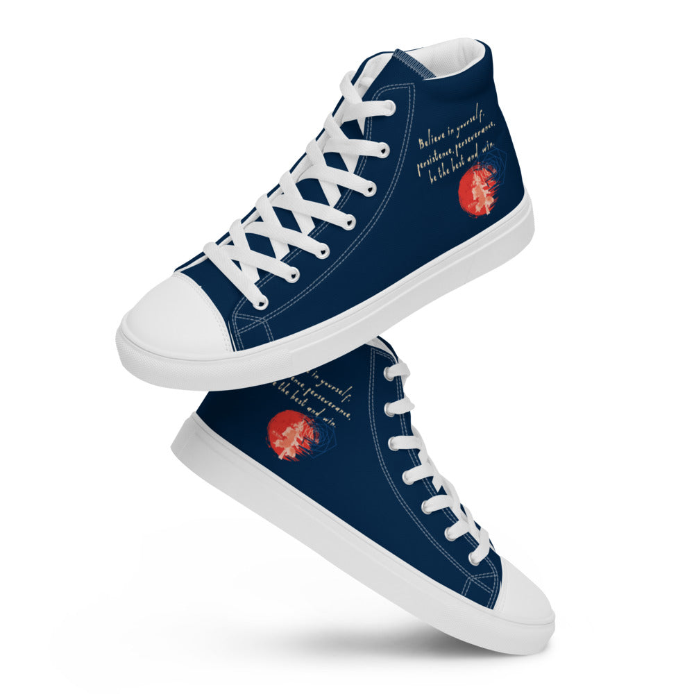 Believe To Win Haiku With Sun Tree on Women's High Top Canvas Shoes