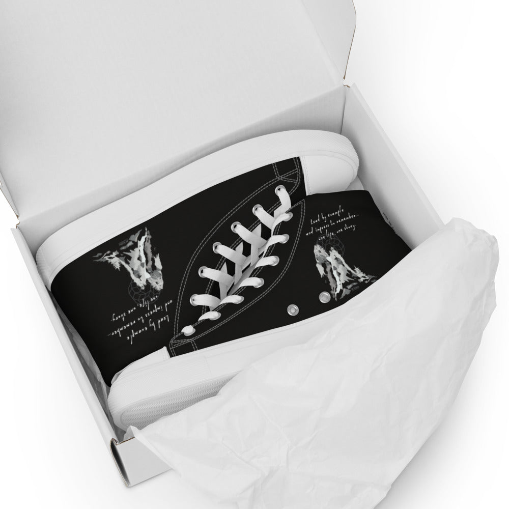 Lead By Example Haiku With Mountain Shrines on Women's High Top Canvas Shoes