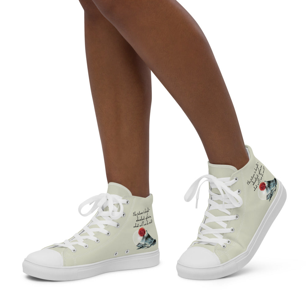 Future Is Bright Haiku With Mountain Sun on Women's High Top Canvas Shoes