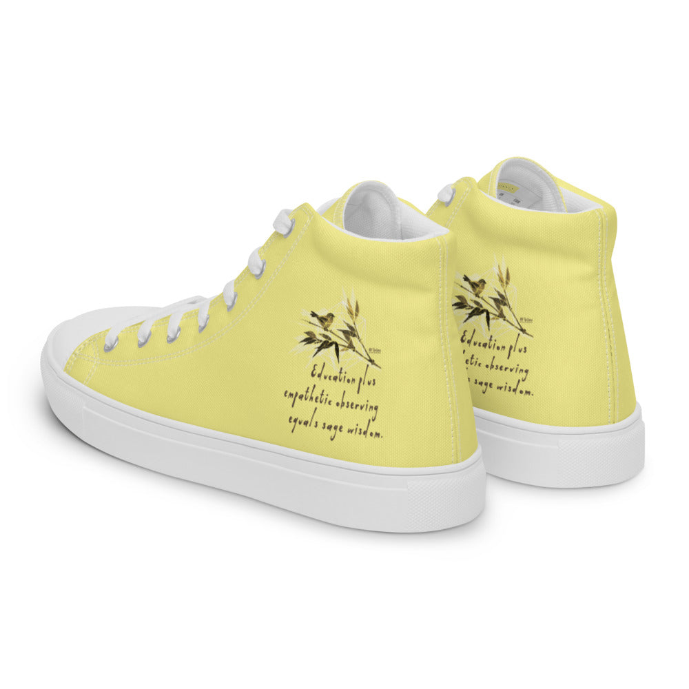 Sage Wisdom Haiku With Sparrow on Women's High Top Canvas Shoes