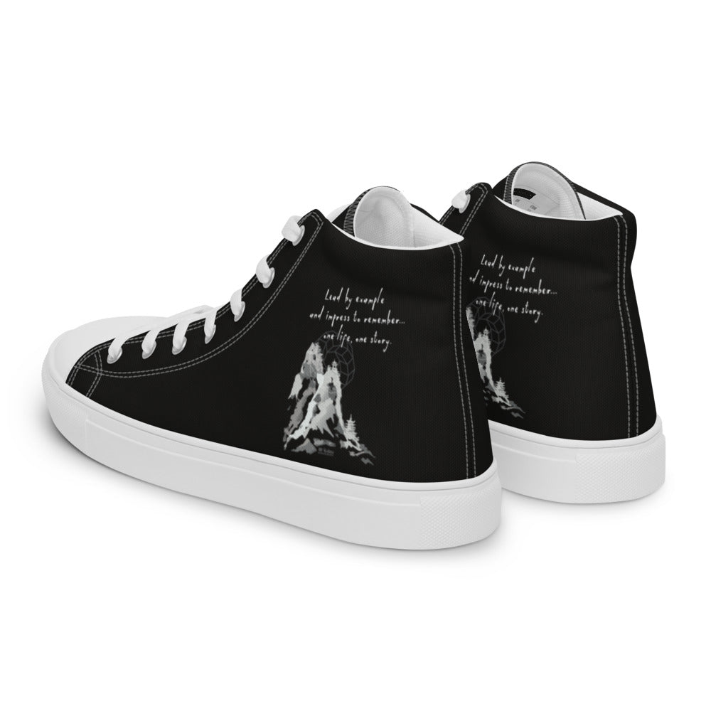 Lead By Example Haiku With Mountain Shrines on Women's High Top Canvas Shoes